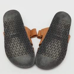 Pre Owned صندل فلات شِبري جلد بني هيرمس مقاس 39