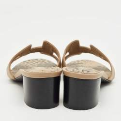 مملوكة مسبقًا صندل سلايد هيرمس أوايسس جلد بورغندي مقاس 37.5