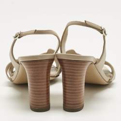 Pre Owned Hermes Beige Leather Eternite Slingback Sandals Size 39