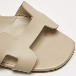 Pre Owned Hermes Beige Leather Eternite Slingback Sandals Size 39