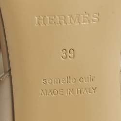 Pre Owned Hermes Beige Leather Eternite Slingback Sandals Size 39
