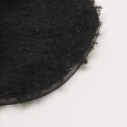 Pre Owned Hermès Black Shearling Fur Oran Flat Slides Size 38