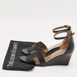 Pre Owned صندل هيرمس ليدي جلد أسود إسفيني مقاس 38.5