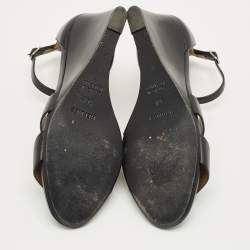 Pre Owned صندل هيرمس ليدي جلد أسود إسفيني مقاس 38.5