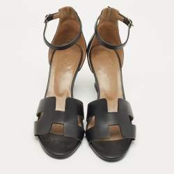 Pre Owned صندل هيرمس ليدي جلد أسود إسفيني مقاس 38.5