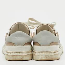 Pre Owned Hermès Beige/White Leather Day Low Top Sneakers Size 38.5