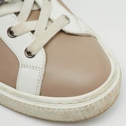 Pre Owned Hermès Beige/White Leather Day Low Top Sneakers Size 38.5