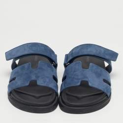 Pre Owned Hermes Dark Blue Suede Chypre Sandals Size 43.5