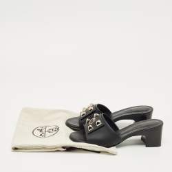Pre Owned Hermes Black Leather Dreamy Slide Sandals Size 36