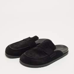 Pre Owned Hermès Black Suede Go Mules Size 39.5