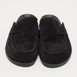 Pre Owned Hermès Black Suede Go Mules Size 39.5