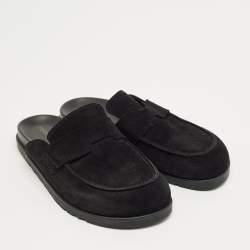 Pre Owned Hermès Black Suede Go Mules Size 39.5