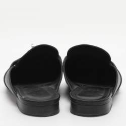 Pre Owned Hermes Black Leather Oz Mules Size 38