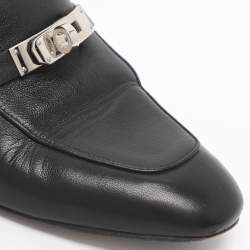 Pre Owned Hermes Black Leather Oz Mules Size 38