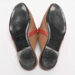 Pre Owned Hermes Tricolor Leather Palladium Finish Plated Oz Mules  Size 38.5