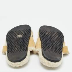 Pre Owned Hermes Brown Suede Shearling Fur Chypre Sandals Size 39