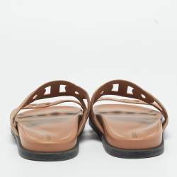 Pre Owned Hermes Beige Suede Extra Flat Sandals Size 40