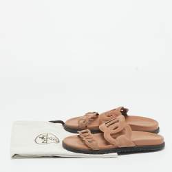 Pre Owned Hermes Beige Suede Extra Flat Sandals Size 40