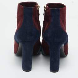 Pre Owned Hermes Tricolor Suede Ankle Length Boots Size 39