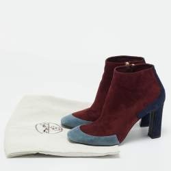 Pre Owned Hermes Tricolor Suede Ankle Length Boots Size 39