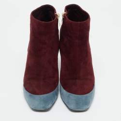 Pre Owned Hermes Tricolor Suede Ankle Length Boots Size 39