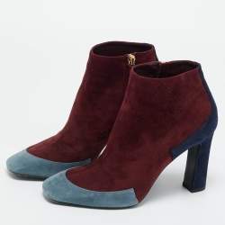 Pre Owned Hermes Tricolor Suede Ankle Length Boots Size 39