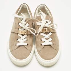Pre Owned Hermès Beige Suede Day Low Top Sneakers Size 37.5