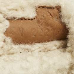 Pre Owned Hermes Brown Suede Shearling Fur Chypre Sandals Size 39.5