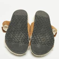 Pre Owned Hermes Brown Suede Shearling Fur Chypre Sandals Size 39.5