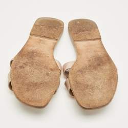 Pre Owned صندل هيرمس أوران سهل اللبس من الجلد السويدي الكريستالي البيج مقاس 39