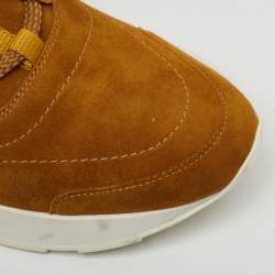 Pre Owned Hermes Tan/Brown Suede and Leather Buster Lace Up Sneakers Size 39.5