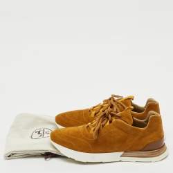 Pre Owned Hermes Tan/Brown Suede and Leather Buster Lace Up Sneakers Size 39.5