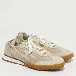 Pre Owned Hermes Grey Suede Jet Lace Up Sneakers Size 40