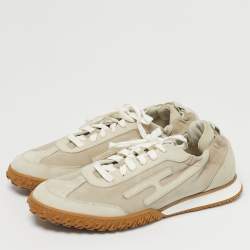 Pre Owned Hermes Grey Suede Jet Lace Up Sneakers Size 40