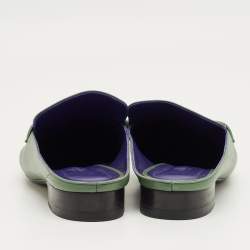 Pre Owned Hermes Green Leather Rivoli Mules Size 40