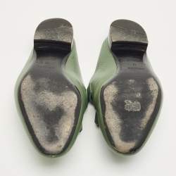 Pre Owned Hermes Green Leather Rivoli Mules Size 40