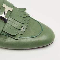 Pre Owned Hermes Green Leather Rivoli Mules Size 40
