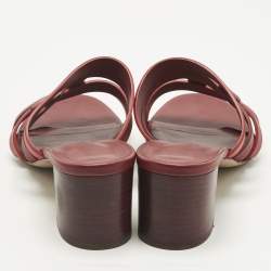 Pre Owned Hermes Red/Burgundy Leather Amika Slide Sandals Size 40