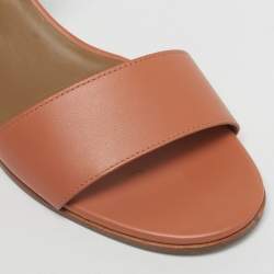 Pre Owned Hermes Orange Leather Open Toe Ankle Strap Sandals Size 40