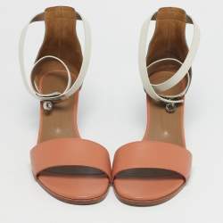 Pre Owned Hermes Orange Leather Open Toe Ankle Strap Sandals Size 40