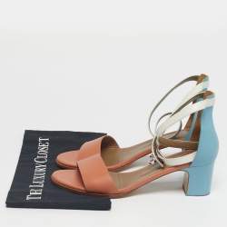 Pre Owned Hermes Orange Leather Open Toe Ankle Strap Sandals Size 40
