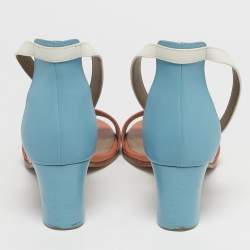 Pre Owned Hermes Orange Leather Open Toe Ankle Strap Sandals Size 40