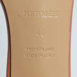 Pre Owned Hermes Orange Leather Open Toe Ankle Strap Sandals Size 40