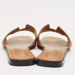 Pre Owned صندل فلات هيرمس جلد بيج اوران مقاس 37