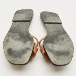 Pre Owned صندل فلات هيرمس جلد بيج اوران مقاس 37