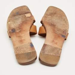 Pre Owned Hermes Brown Leather Oran Flat Sandals Size 39