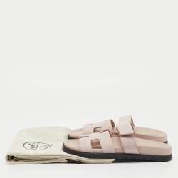 Pre Owned Hermes Pastel Pink Suede Chypre Sandals Size 36