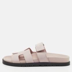 Pre Owned Hermes Pastel Pink Suede Chypre Sandals Size 36