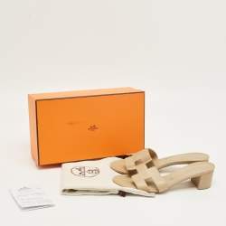 Pre Owned صندل هيرمس أواسيس جلد بيج مقاس 37.5