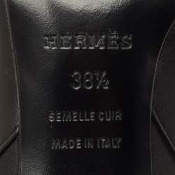 Pre Owned Hermes Black Leather Saint Germain Block Heel Ankle Boots Size 38.5
